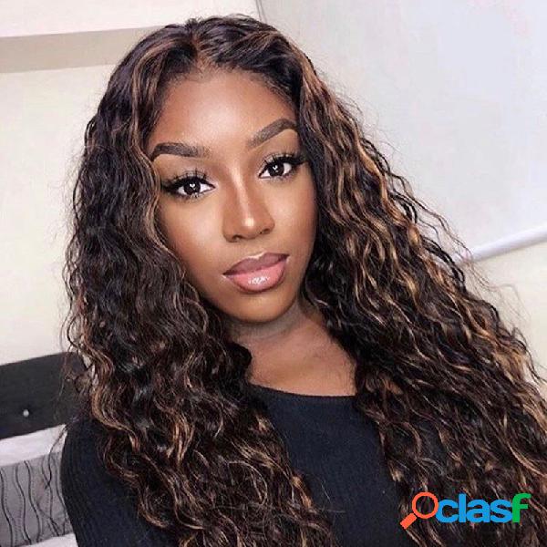 Mix-Color Long Curly Cabello Long Bangs Afro Small Curly