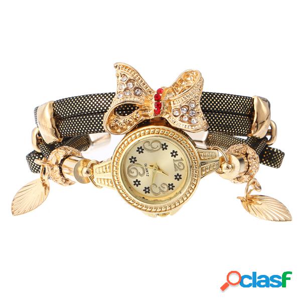 Moda Bowknot Dial redondo reloj de cuarzo reloj de pulsera
