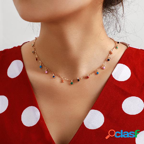 Moda Simple Candy Color Mujer Collares Wild Color Small Ball