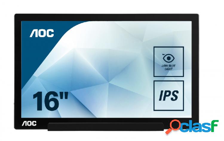 Monitor AOC Style-line LED 15.6", Full HD, Widescreen, Negro