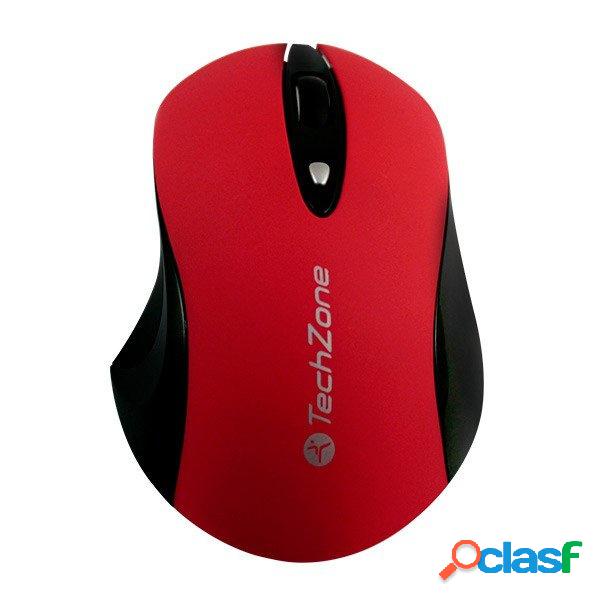 Mouse TechZone Óptico, RF Inalámbrico, 1600DPI, Rojo