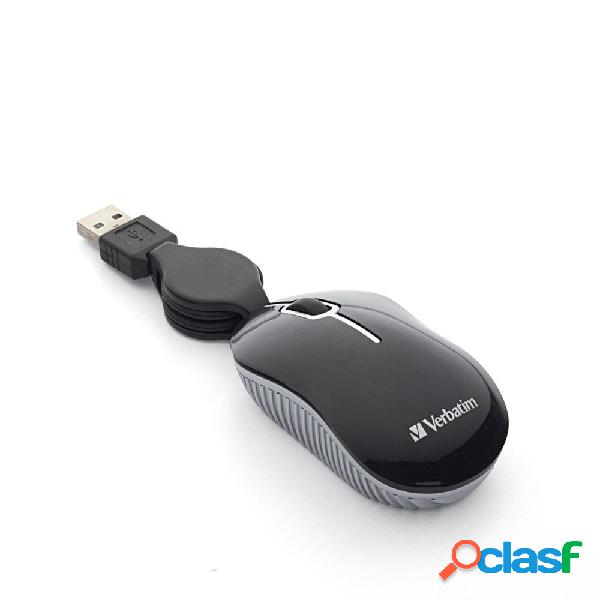 Mouse Verbatim Óptico 98113, Alámbrico, USB Retráctil,