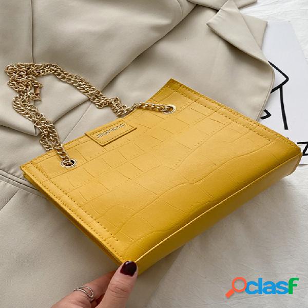 Mujer Alligator vendimia Chain Square Bolsa Crossbody Bolsa