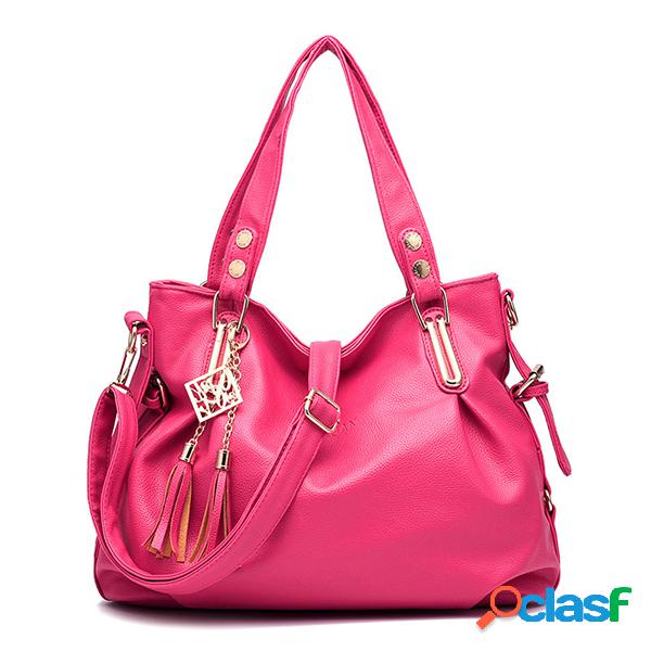 Mujer Borla de cuero sintético Soft Bolsos de cuero Solid