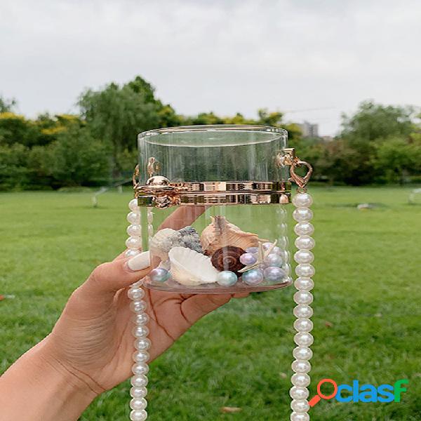 Mujer Cadena de perlas Mini cubo de gelatina transparente