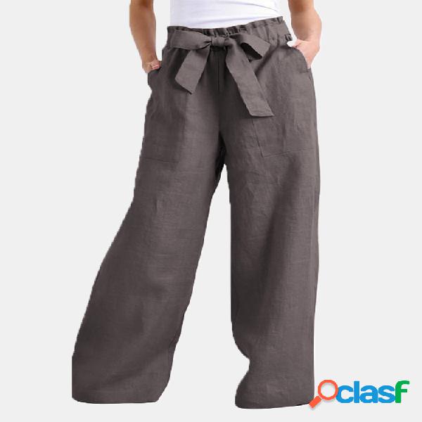 Mujer Cintura elástica Color sólido Casual Pantalones