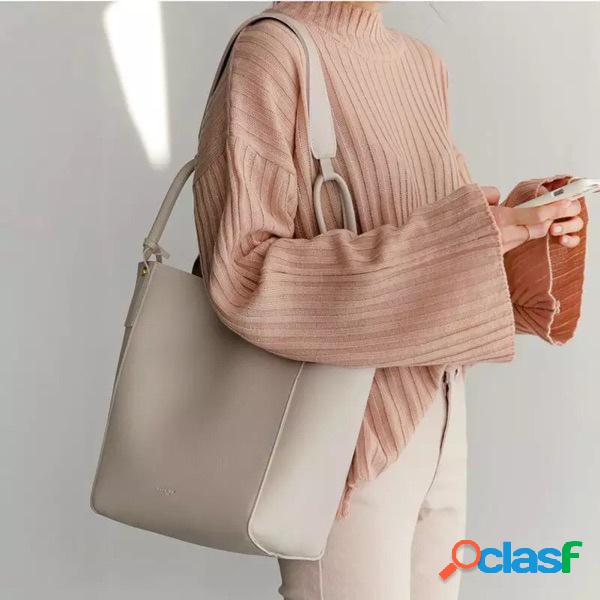 Mujer Cubo de cuero de PU sólido Bolsa Crossbody casual