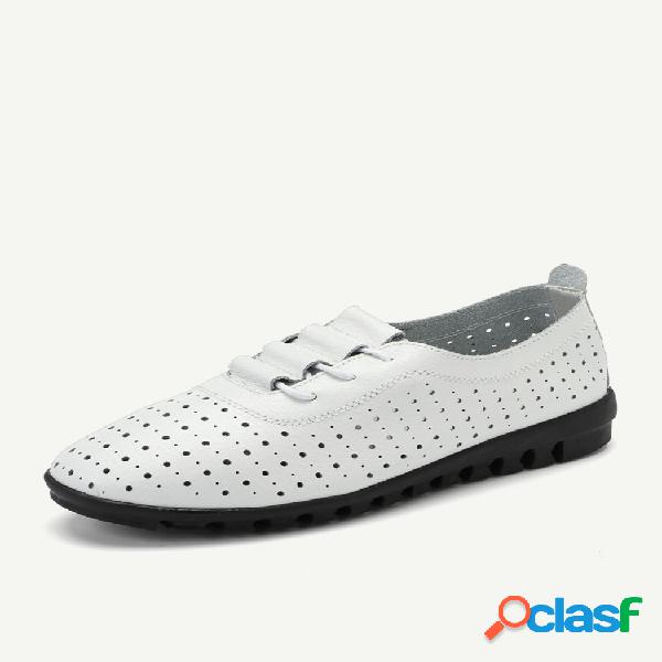 Mujer Cuero ahuecado con cordones Soft Zapatos casuales con