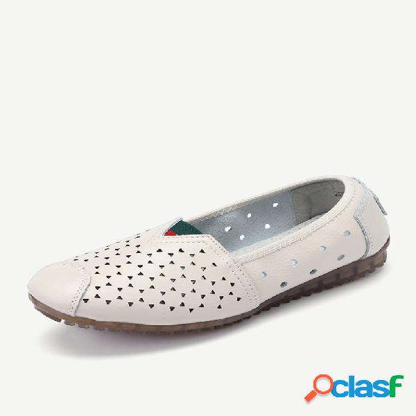 Mujer Cuero dividido Holliw Out Casual Mocasines Casual Soft
