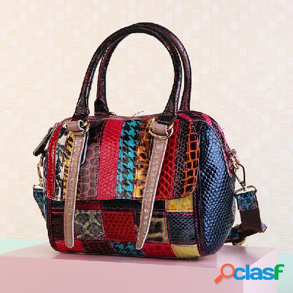 Mujer Elegante bolso de patchwork Hombro multicolor Bolsa