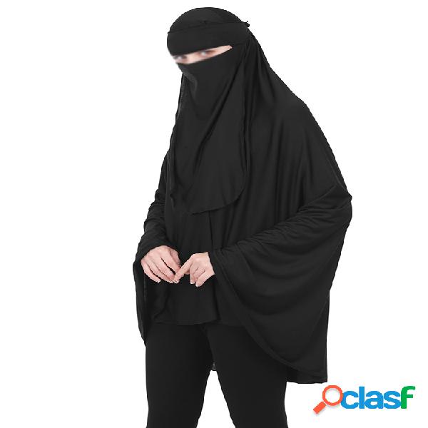 Mujer Musulmán suelto de manga larga Túnica