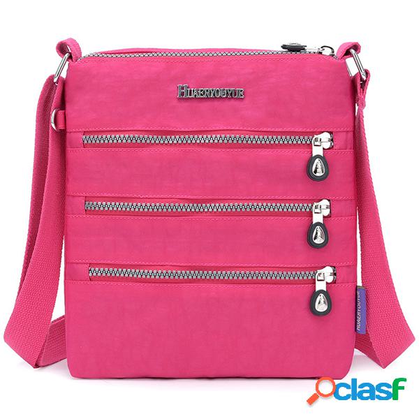 Mujer Nylon Multi-bolsillos Impermeable Crossbody Bolsa