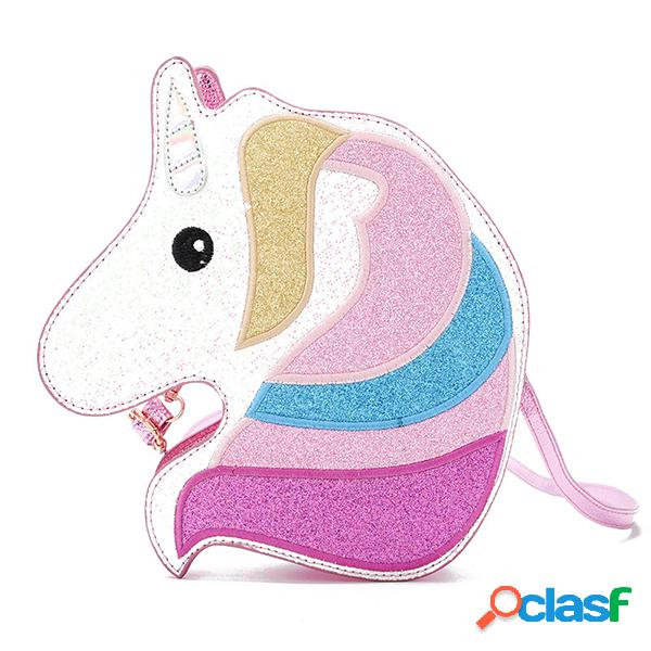 Mujer Paillette lindo de piel sintética Caballo Crossbody