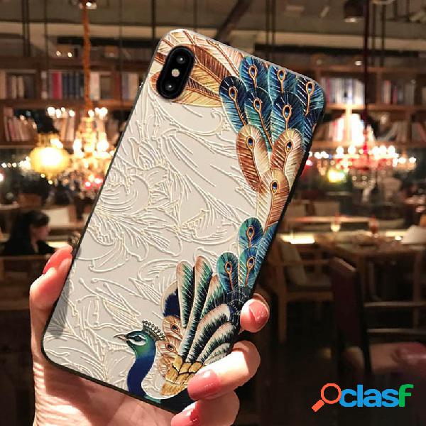 Mujer Palace Peacock Relief Painting TPU Phone Caso