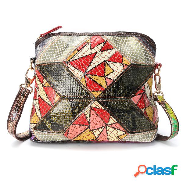 Mujer Patchwork Art Shell Bolsa vendimia Crossbody Bolsa