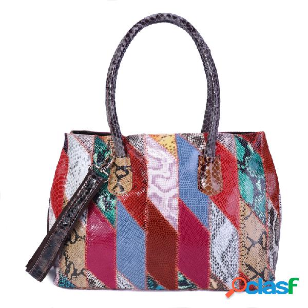 Mujer Patchwork Piel Genuina vendimia Hnadbags Crossbody de