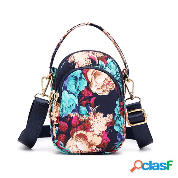 Mujer Print Floral Crossbody Bolsa Monedero para teléfono