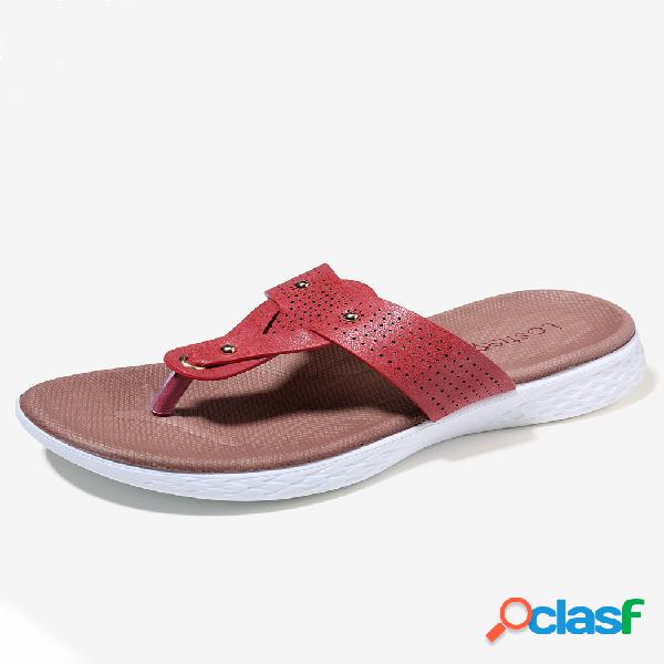 Mujer Rivets Chanclas cómodas con tiras de dedo del pie
