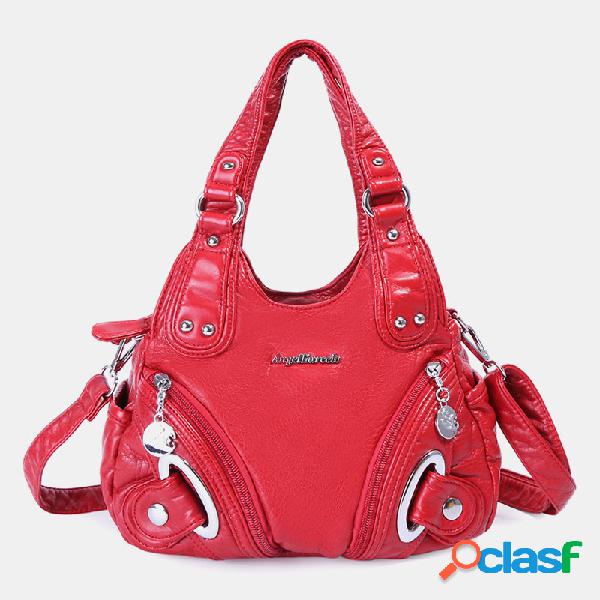 Mujer Soft Bolso de mano en piel Sólido Crossbody Bolsa