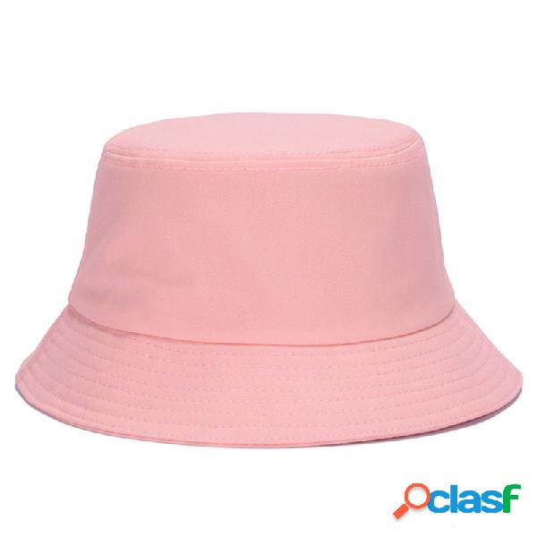 Mujer Summer Cotton Solid Patrón Bucket Sombrero Casual