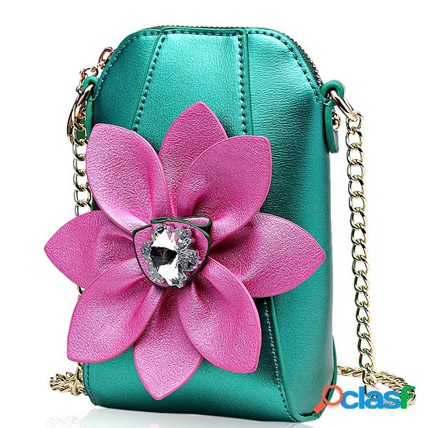 Mujer Teléfono de decoración floral Bolsa Hombro Bolsa