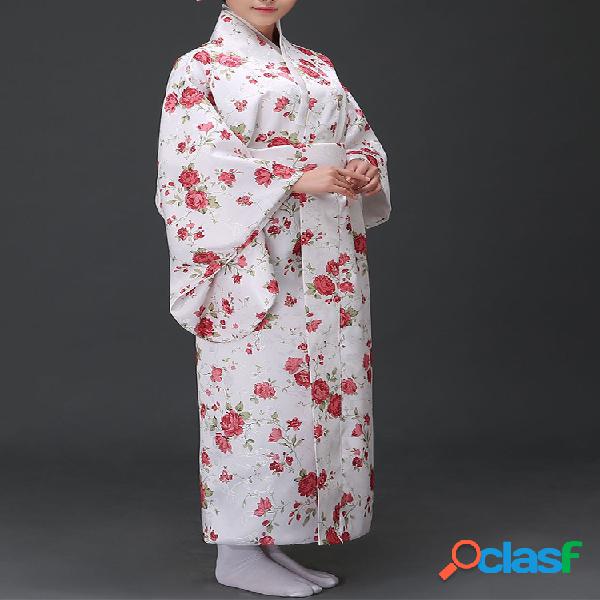 Mujer Traje estilo kimono con estampado de flores de estilo