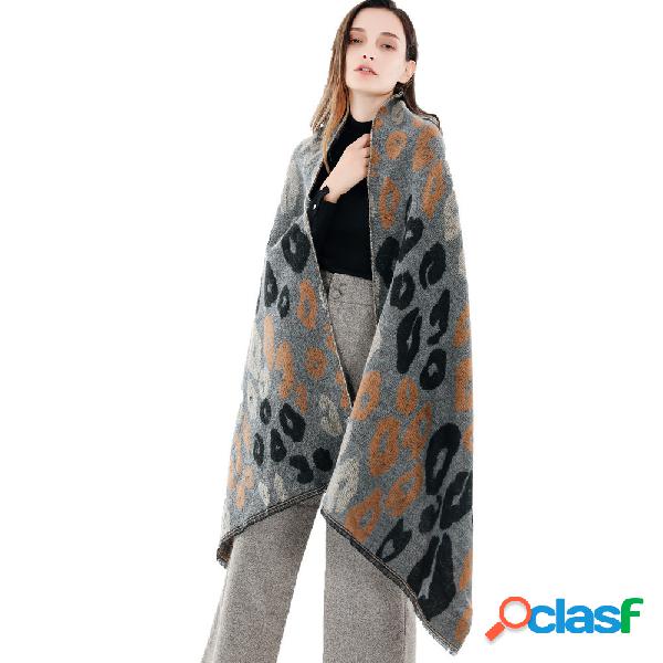 Mujer bufanda de mezcla de lana de leopardo de estilo