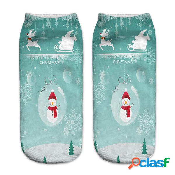 Mujeres 3D Imprimir Lindo Papá Noel Tobillo calcetines