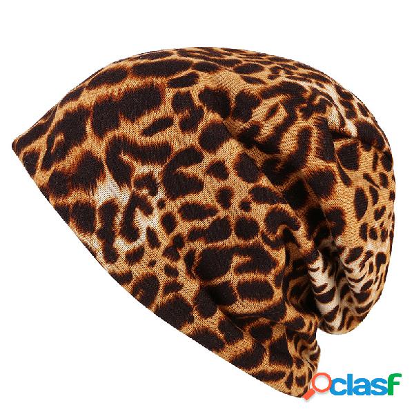 Mujeres Invierno Beanie sombrero Gorra Leopard Hat exterior