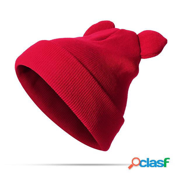 Mujeres Mickey Knitted Solid Skullies Beanie Cap protección