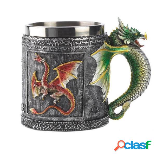Navidad 3D novedad medieval Dragon taza Faucet Cup doble