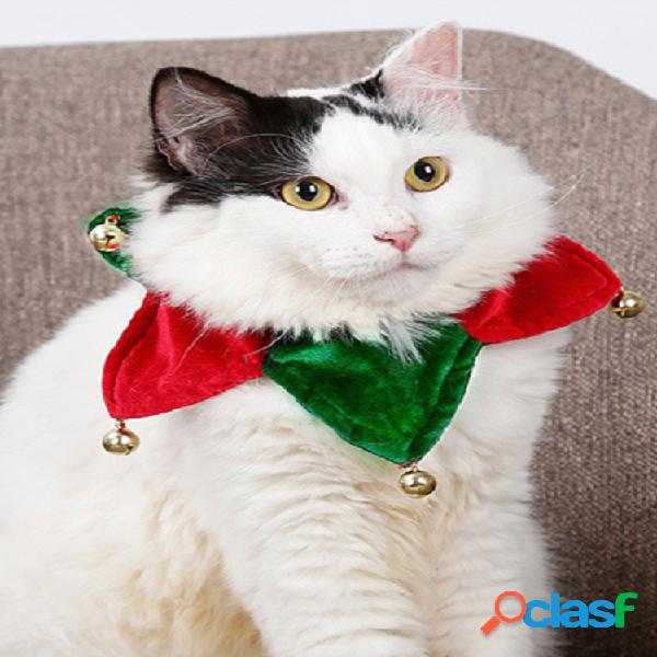 Navidad bufanda para mascotas collar perro gato campana de