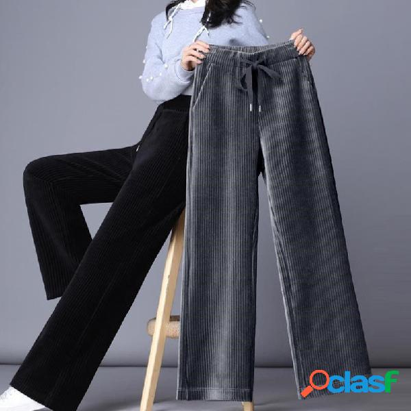 Pana de pierna ancha Pantalones Mujeres de cintura alta