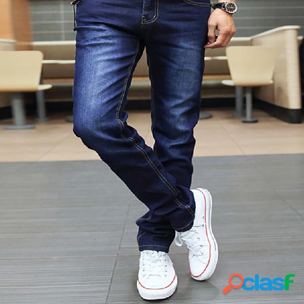 Pantalón Jeans liso y ajustado de gran tamaño para hombre