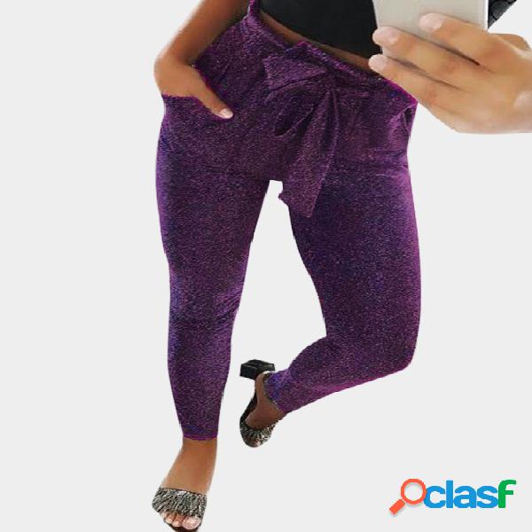 Pantalones de cintura con cordón morado