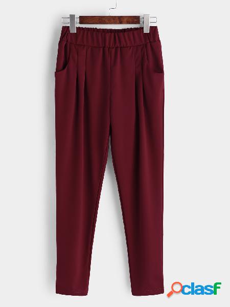 Pantalones de cintura elástica Stretch Design de Borgoña
