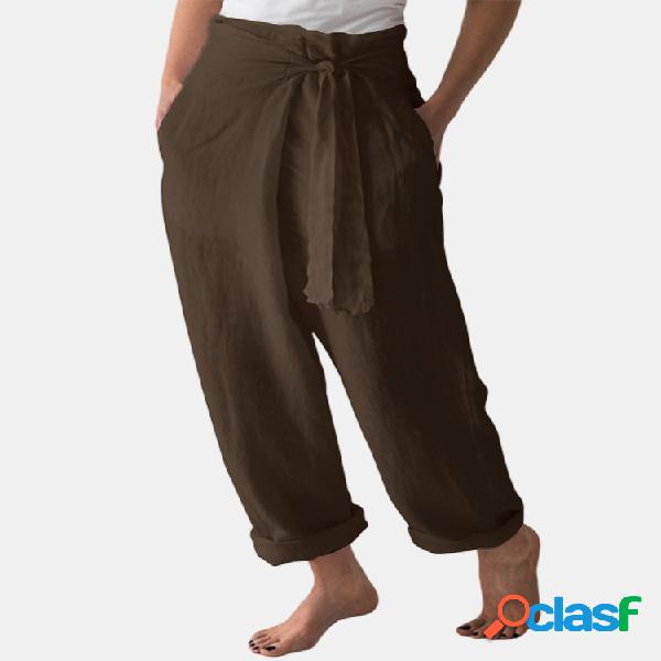 Pantalones holgados de pierna ancha con cintura ancha de