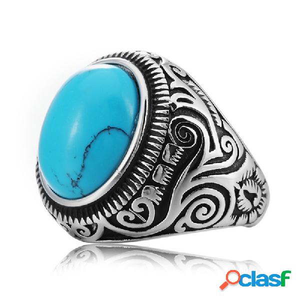 Patrón vintage azul turquesa negro anillos de dedo gema