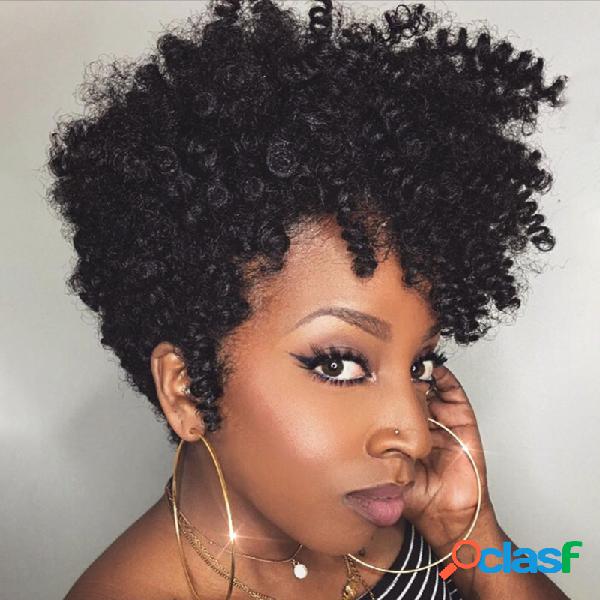 Pelucas rizadas cortas negras naturales Afro Black Mujer