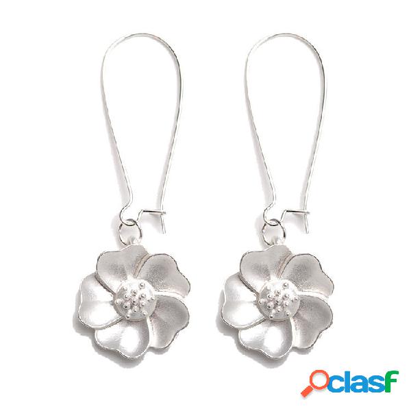 Pendientes de gota elegantes de la flor blanca Pendientes de