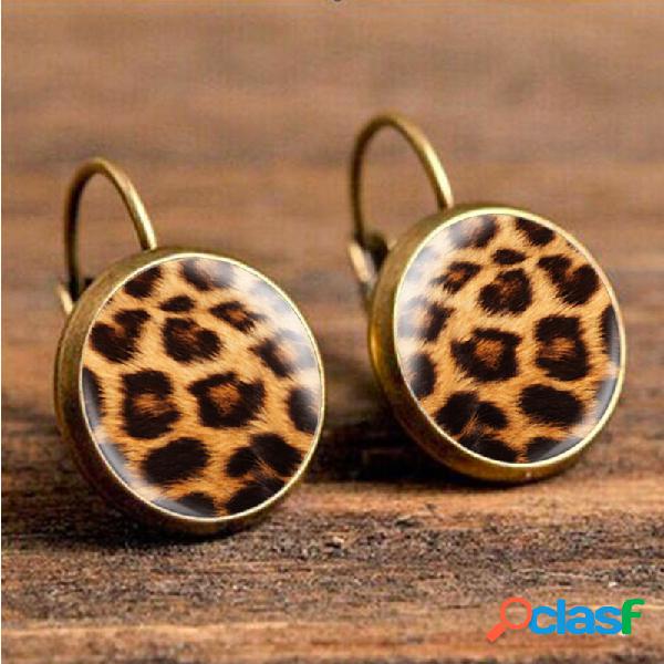 Pendientes retro con estampado de leopardo Joyas étnicas