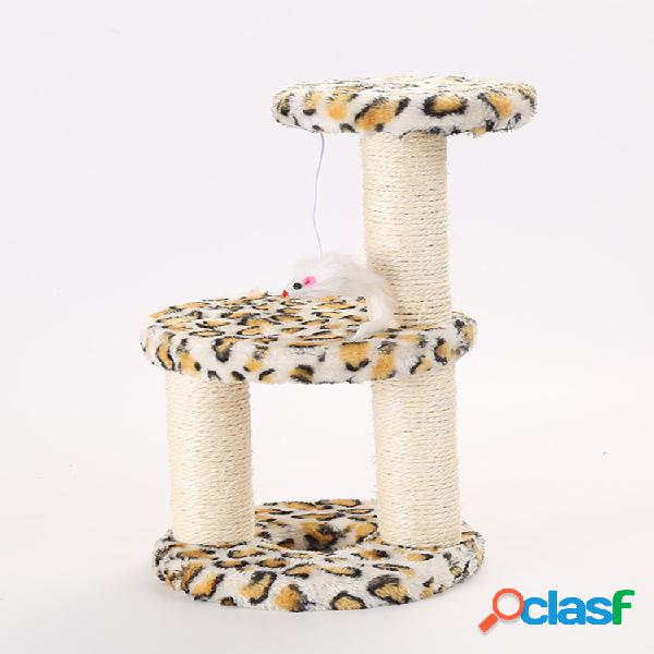 Pet Gato Disco de tres columnas de tres columnas de sisal