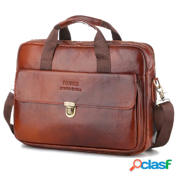 Piel Genuina Business 14 "Laptop Bag Retro Briefcases For