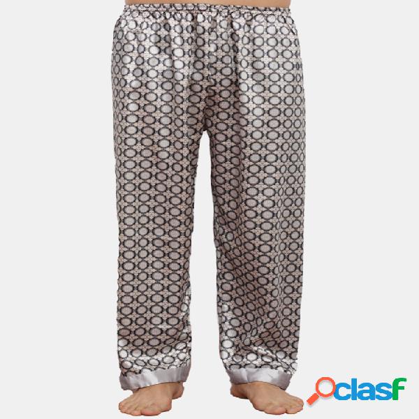 Pijama liso de seda sintética con estampado geométrico