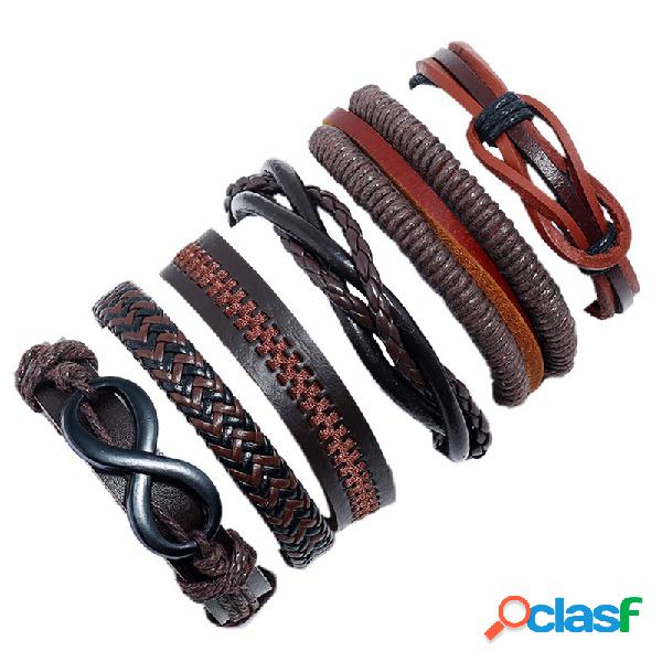 Pulsera retro de múltiples capas tejida Soft Pulsera de