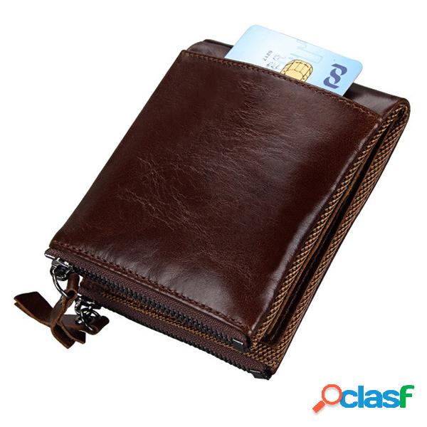 RFID Antimagnetic vendimia Casual Piel Genuina Wallet For