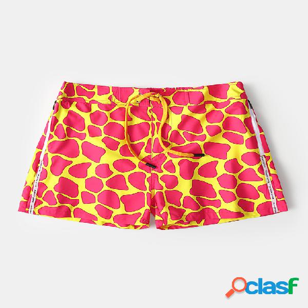 Red & Yellow Spot Colorblock Print Ropa de playa Pantalones