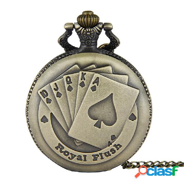 Reloj de bolsillo Vintage Royal Flush Poker Big Nmubers
