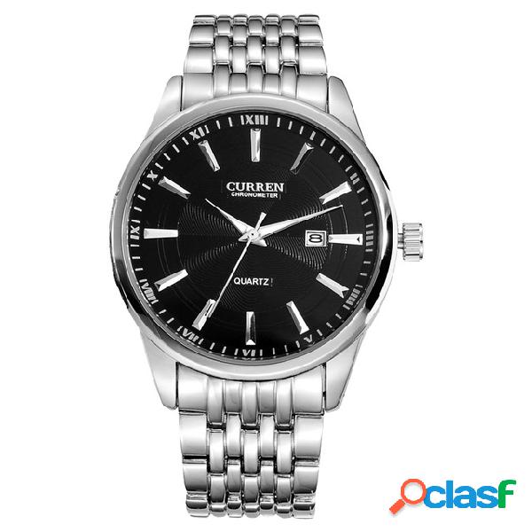 Reloj de pulsera de acero completo estilo casual para hombre
