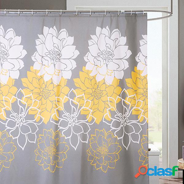 Rose Flower Printed cortina de ducha tela impermeable con 12